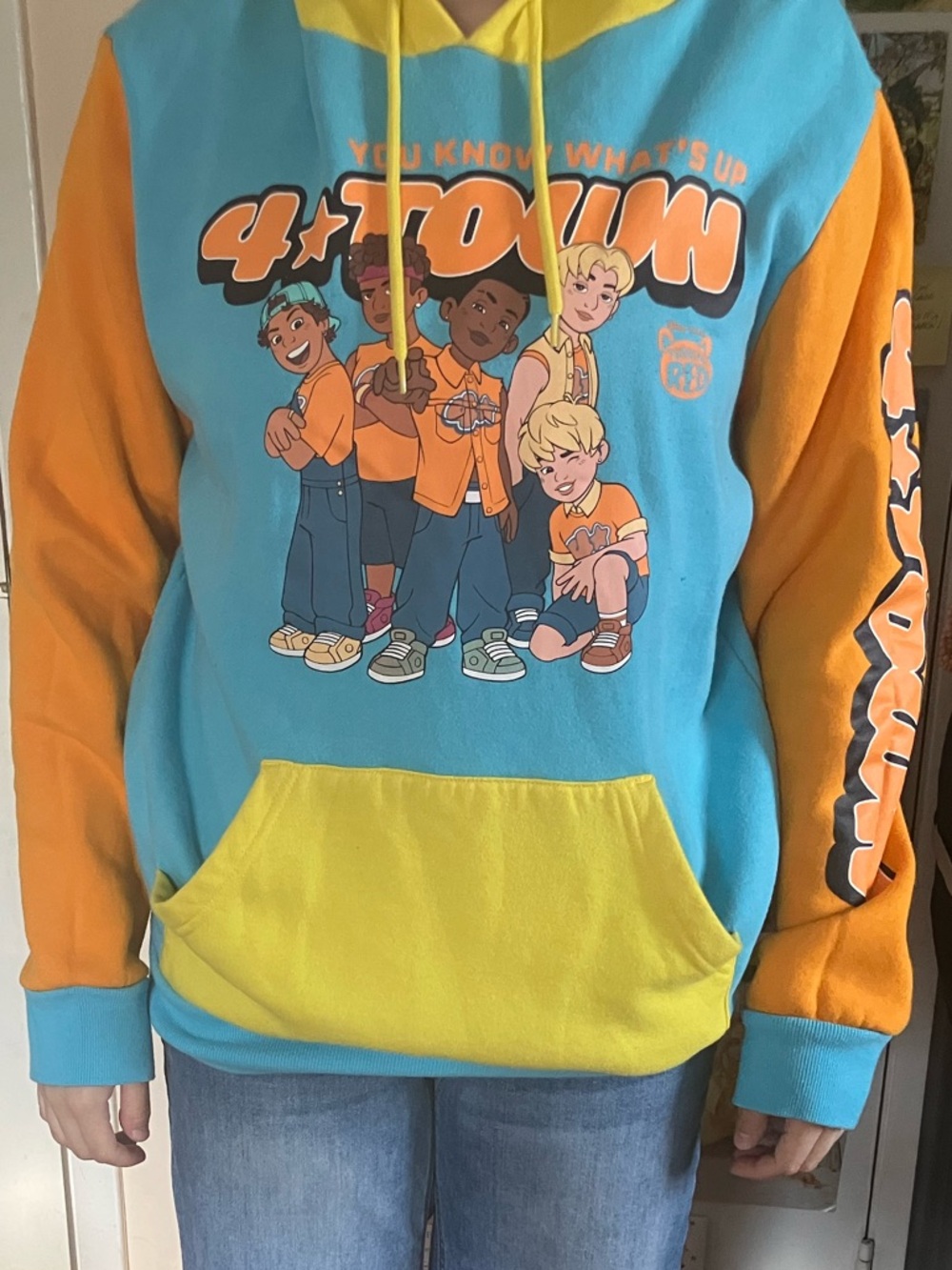 Youth Graphic Colorblock Hoodie - Blue & Orange